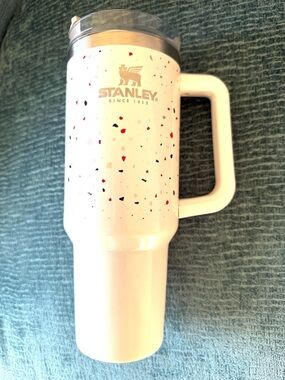 STANLEY 40oz White Speckled Insulated Travel Mug with Handle